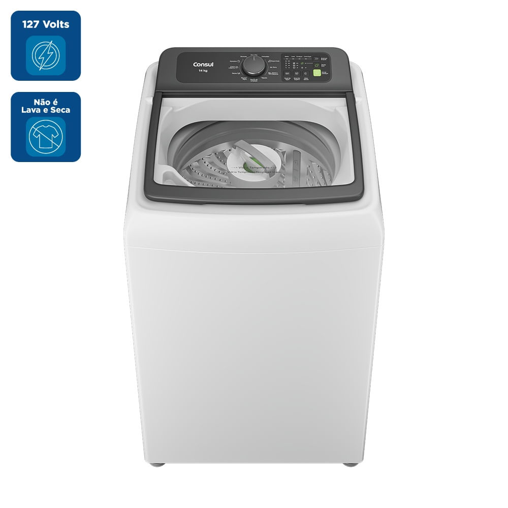 Lavadora de Roupas Consul 14Kg com Modo Eco Branca CWN14AB - 127 Volts